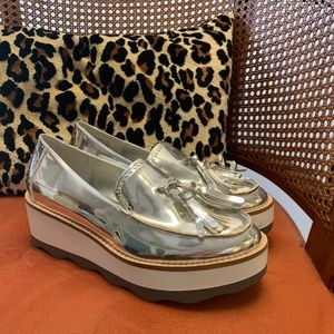 Steve Madden Tread Platform Loafer In Silver Patent